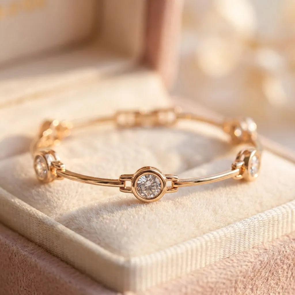 Elegant Bracelet With Zirconias In Gold