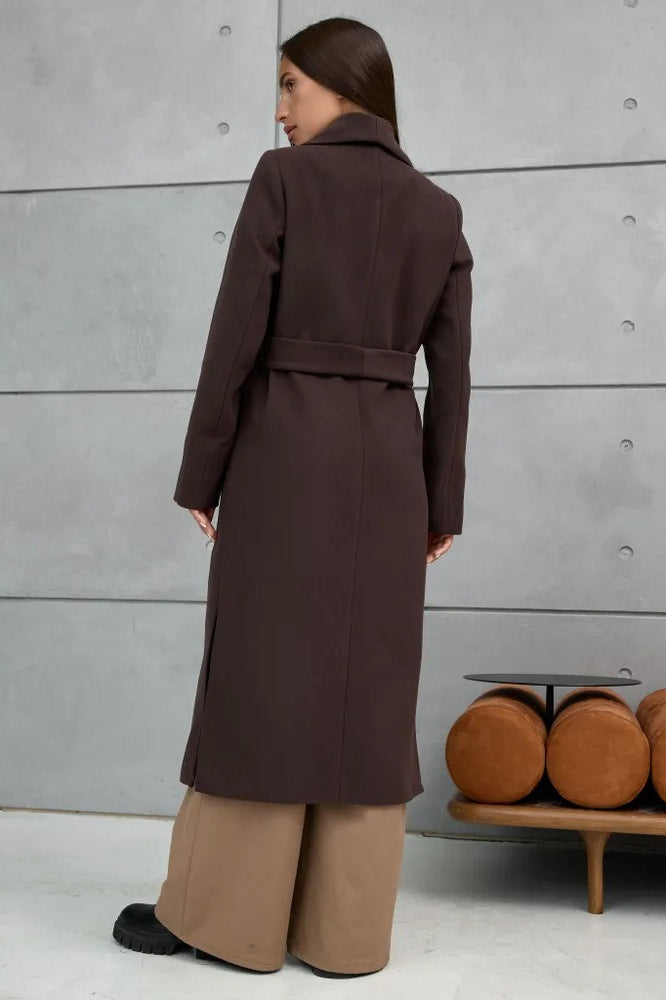 Double Breasted V-neck Wool Overcoat