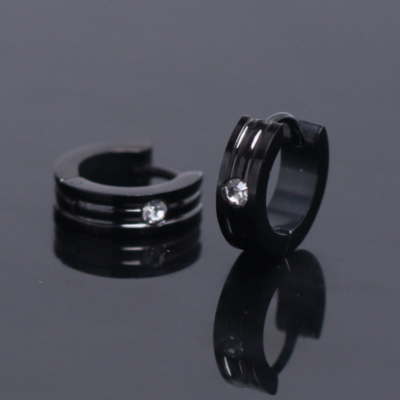 Modern Black Huggie Earrings