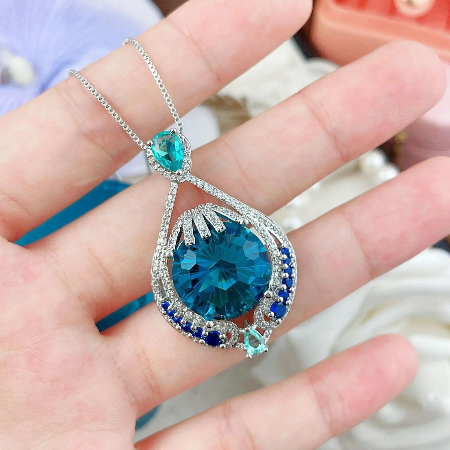 Elegant Blue Topaz Necklace