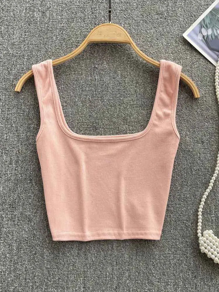 Tank Top Backless Y2k Top Slim Fit Bottoming Blouse Crop Top Sleeveless Camis Mujer