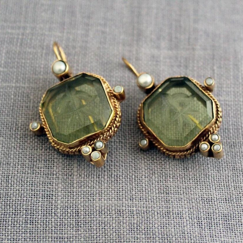 Vintage Green Stone Earrings