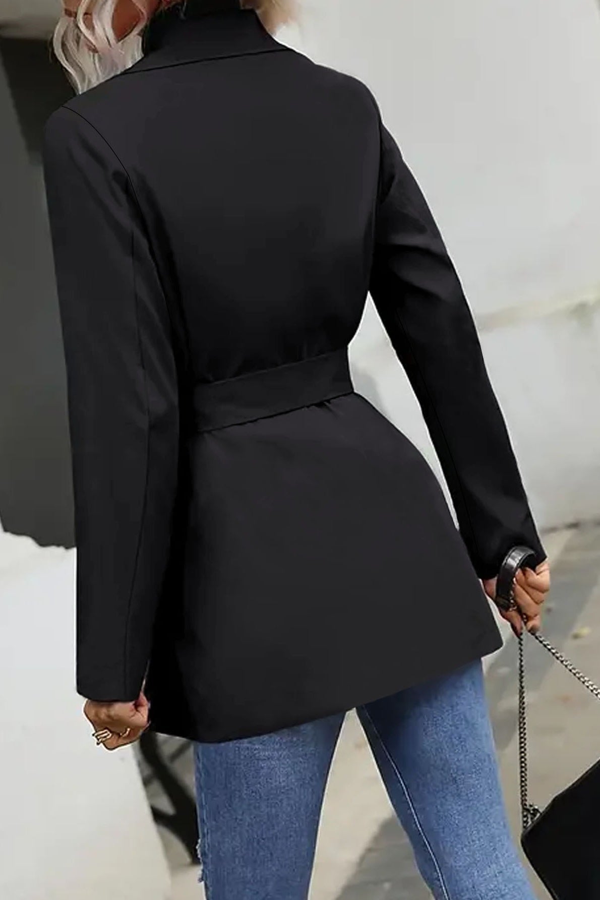 Double-breasted Tie Waist Mid-length Trench Coat