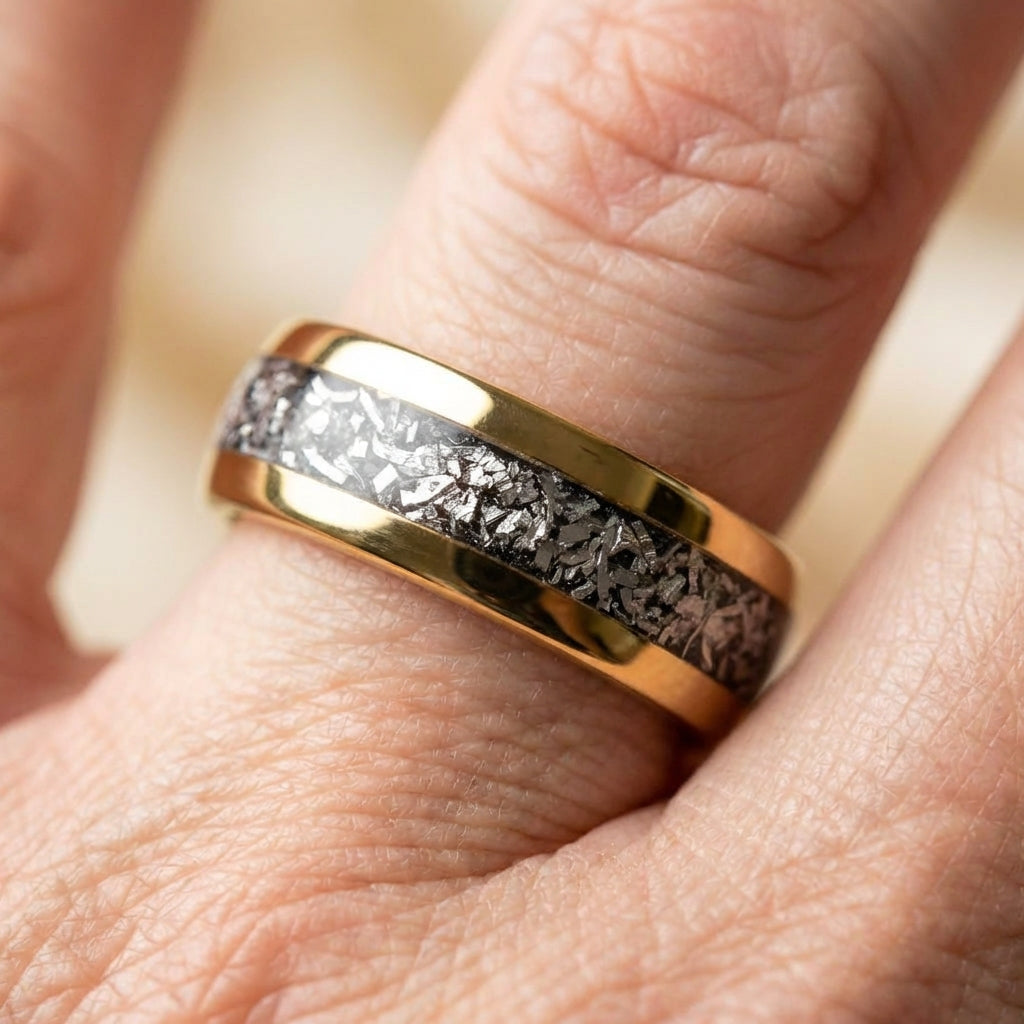 Gold Shimmer Inlay Statement Ring