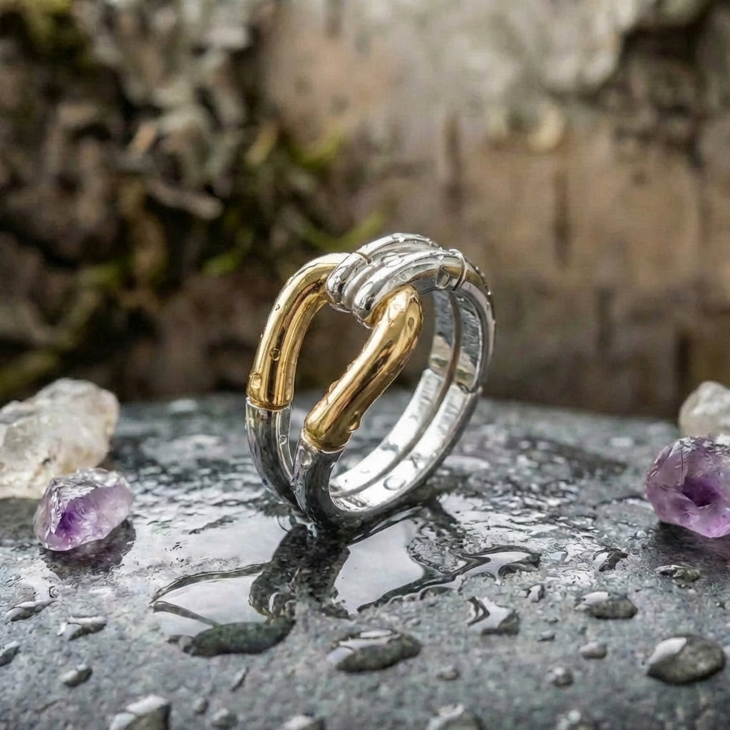 Elegant Two Tone Bamboo Ring