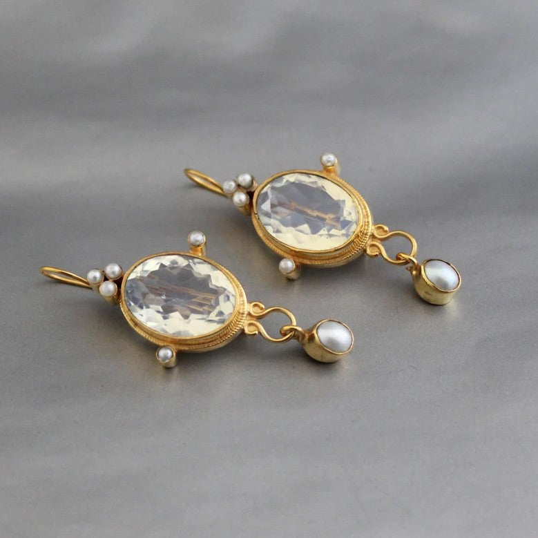 Vintage Crystal Pearl Earrings