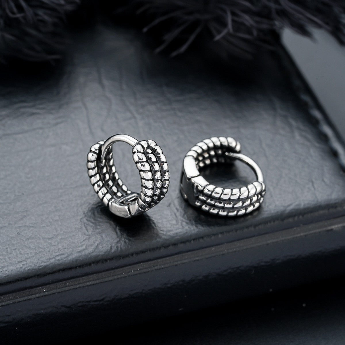 Textured Silver Hoop Earrings