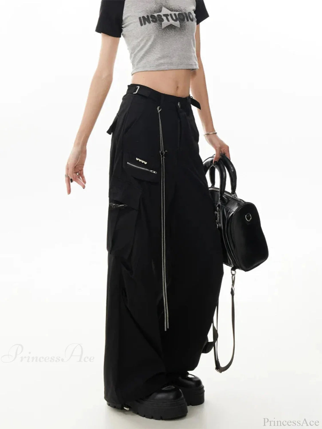 Dull Gothic Y2k Cargo Parachute Pant