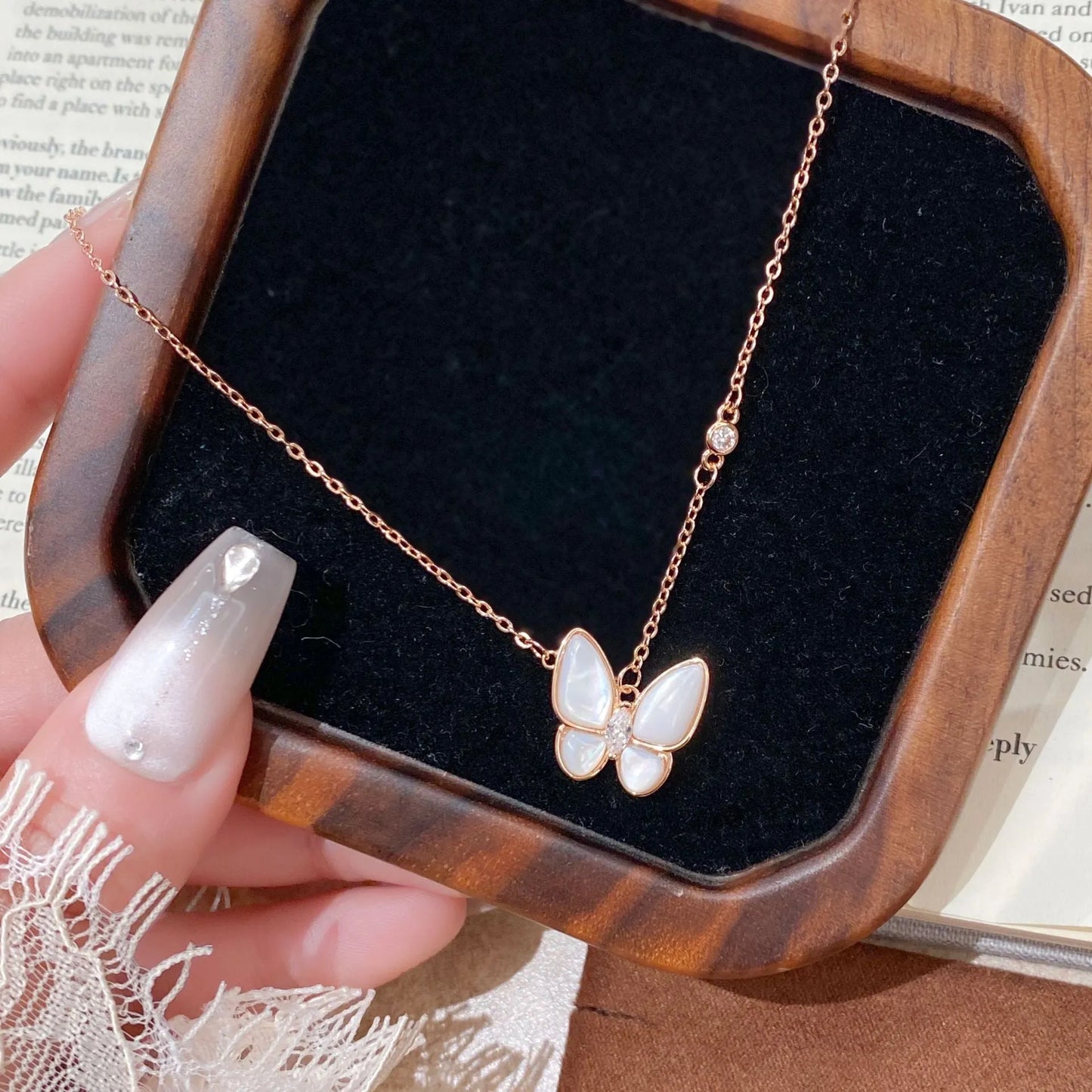Elegant Moonstone Butterfly Necklace