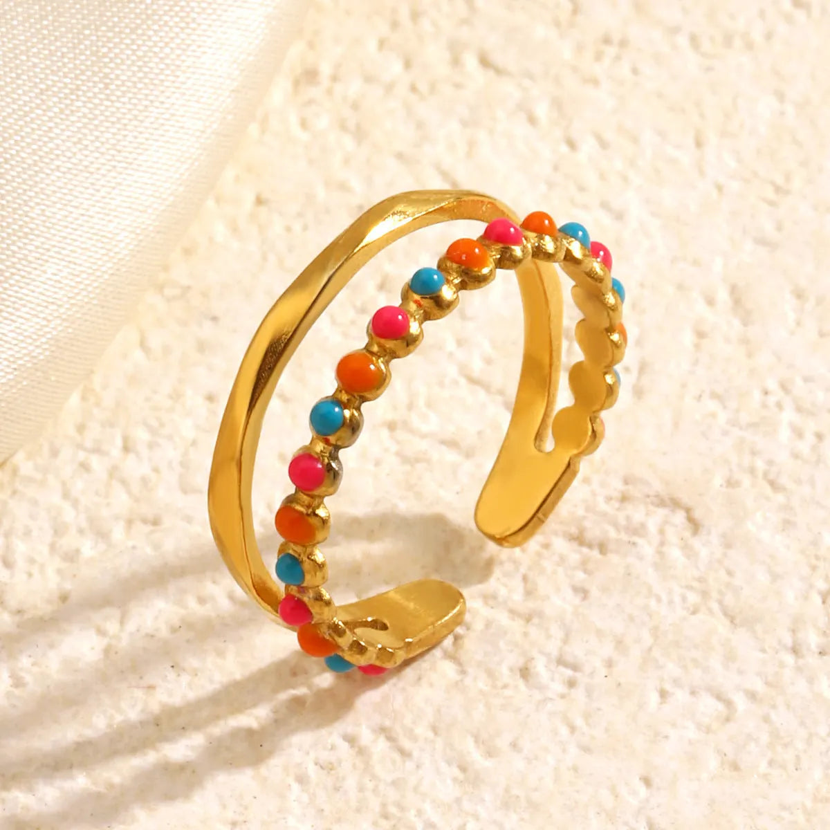 Colorful Beaded Cuff Ring