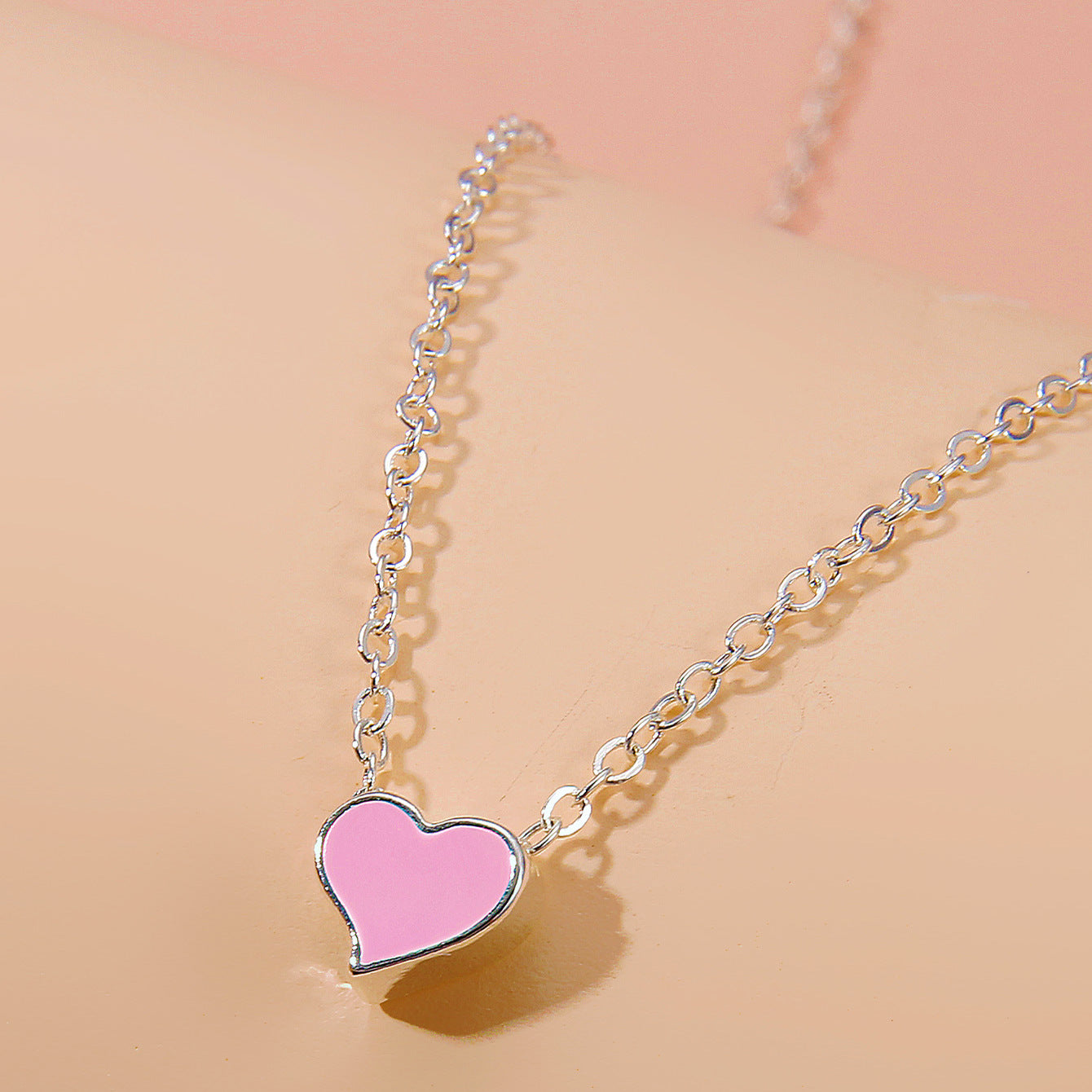 Romantic Pink Heart Necklace