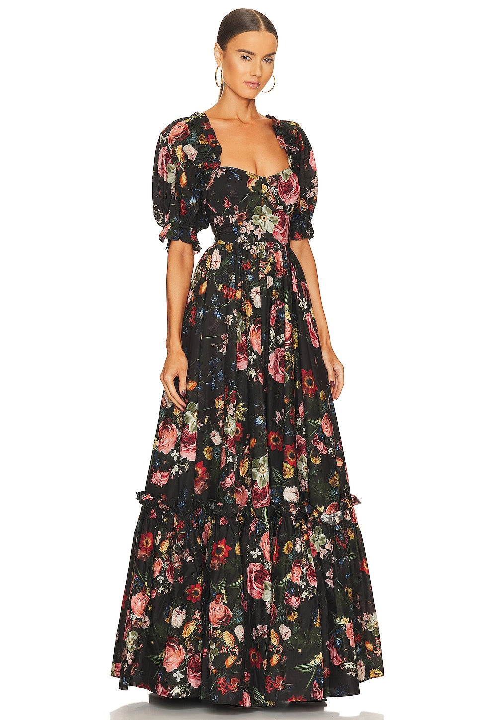 Puff Sleeve Sweetheart Neck Maxi Dress