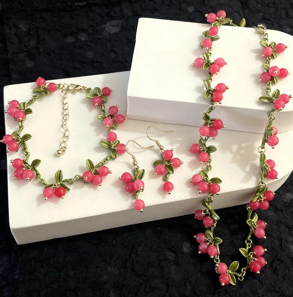 Handmade Pink Berry Bracelet