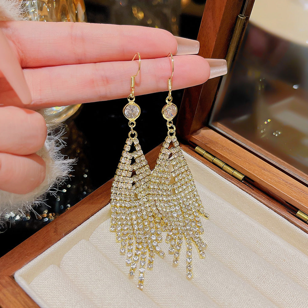 Elegant Crystal Tassel Earrings