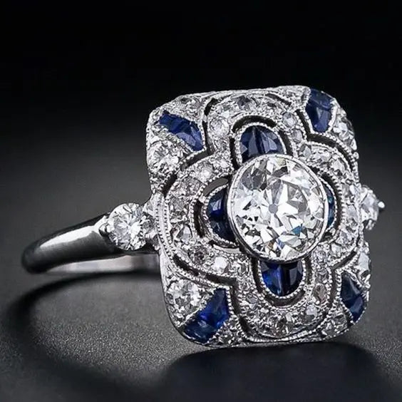 Vintage Diamond Sapphire Ring