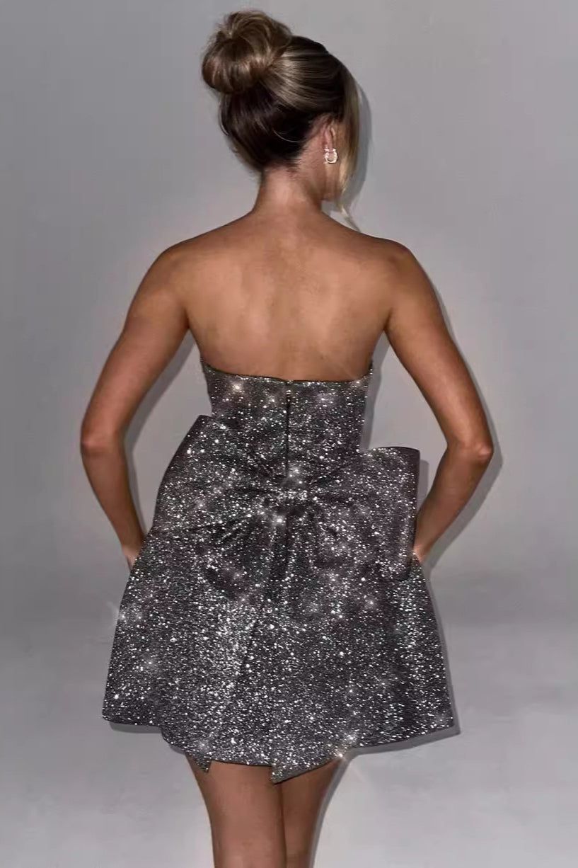 Strapless High Waist A-line Mini Dress