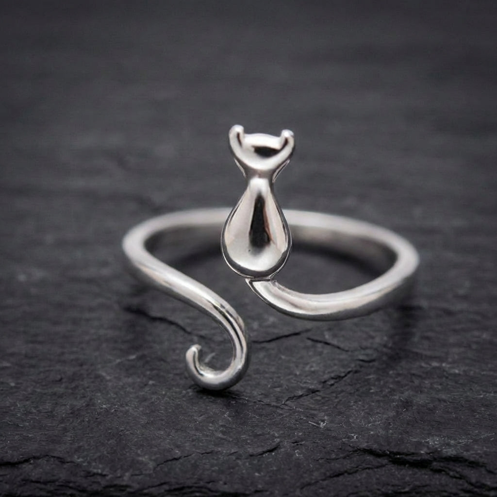 925 Sterling Silver Adjustable Kitten Ring