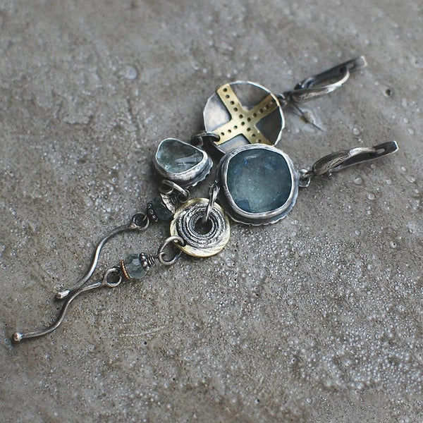 Virelle Blauwe Steen Kruis Oorbellen 1 Grande Copy