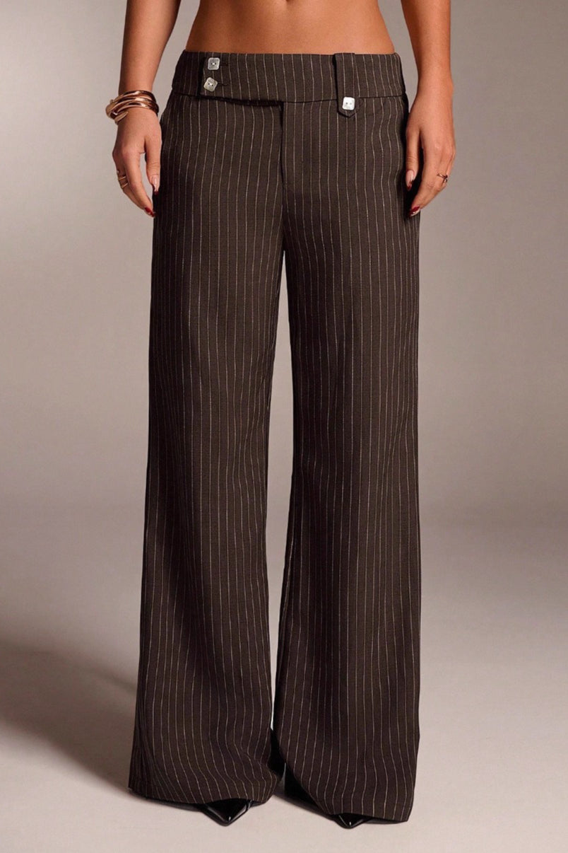 Stripe Straight Wide Leg Pants