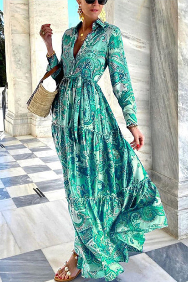 Gracefully Yours Paisley Shirt Maxi Dress