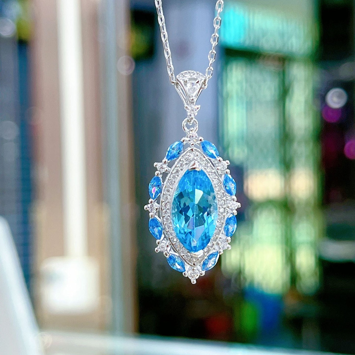 Elegant Blue Topaz Necklace