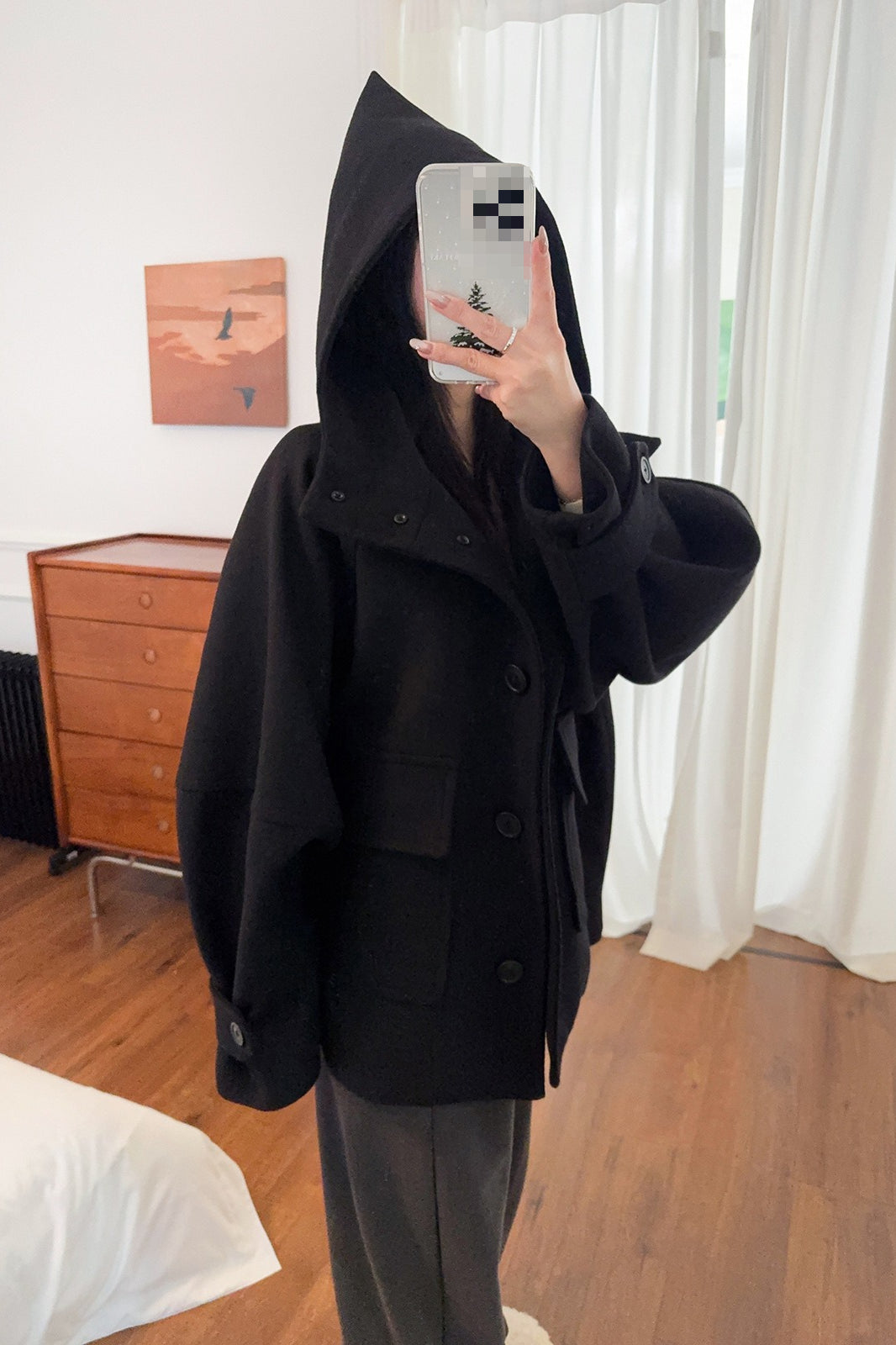 Pointed Hood Button Coat