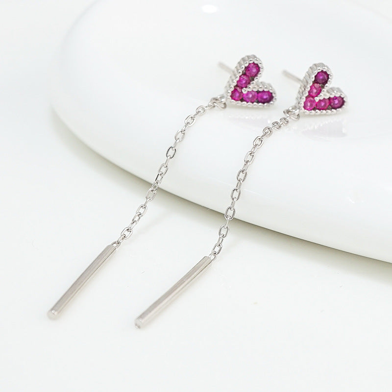 Elegant Ruby Heart Earrings