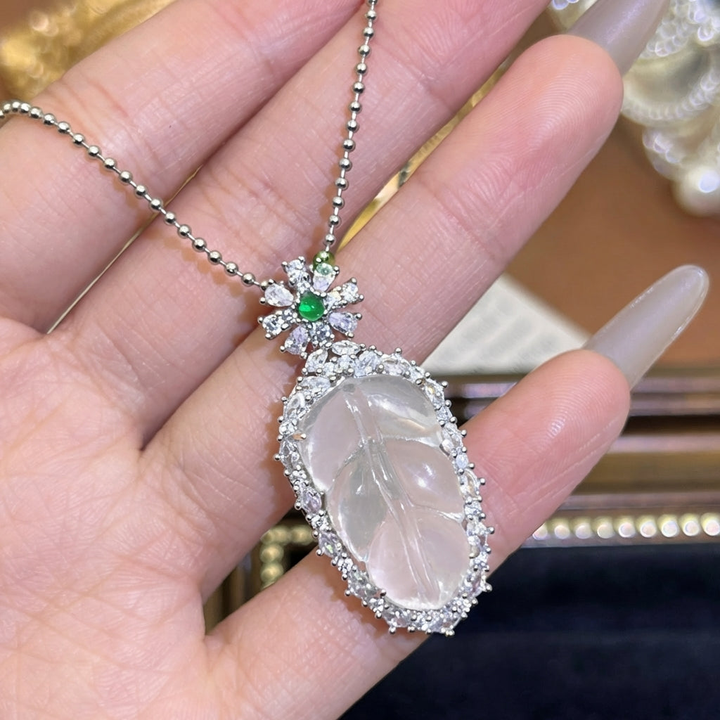 Elegant Jade Leaf Necklace