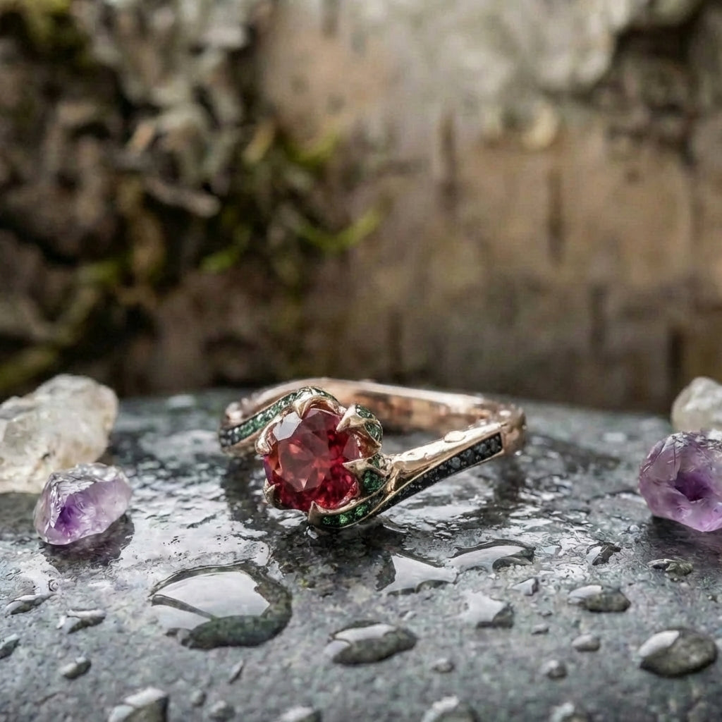 Elegant Ruby Rose Ring