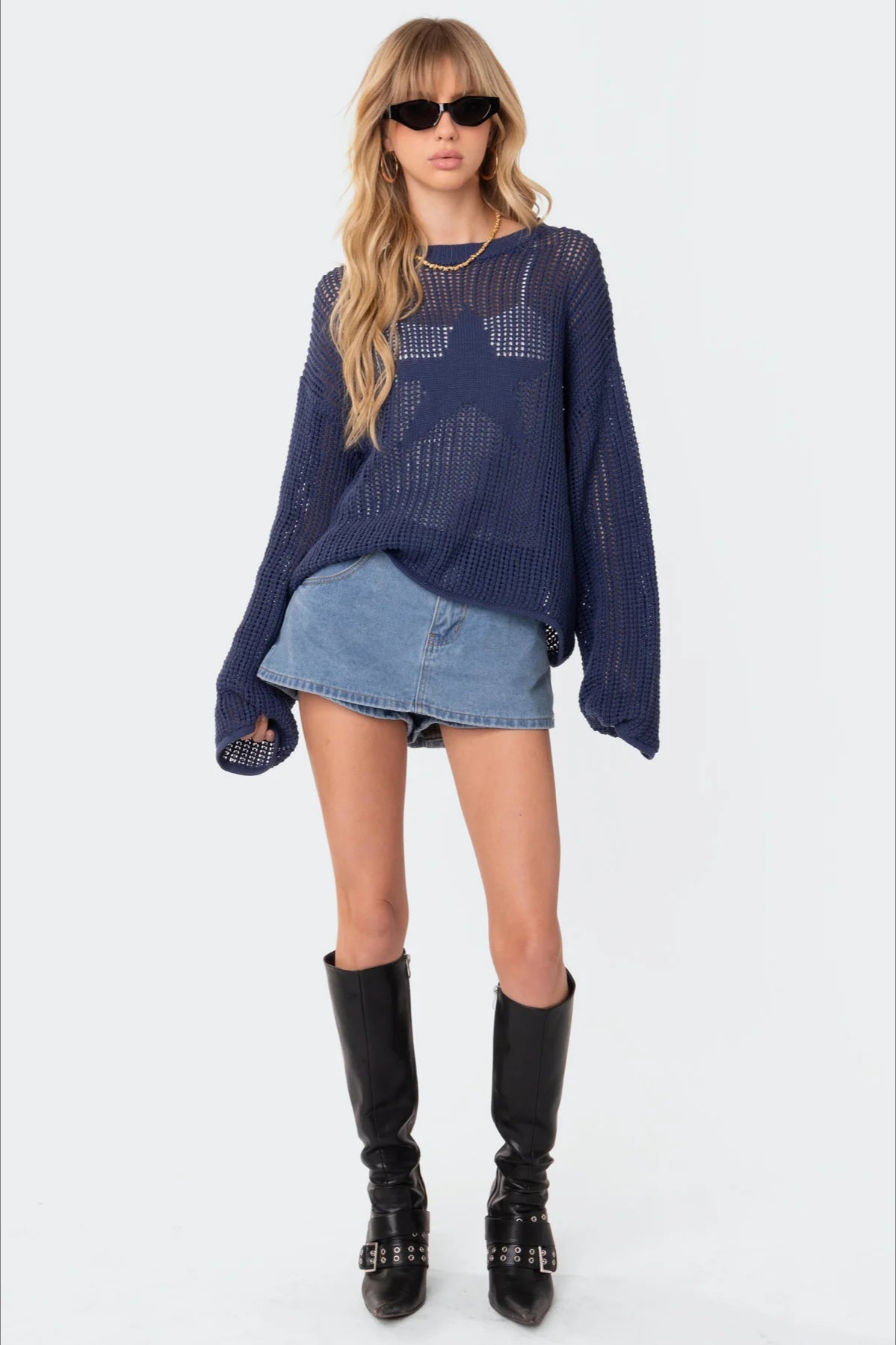 Hollow Knit Pullover Sweater