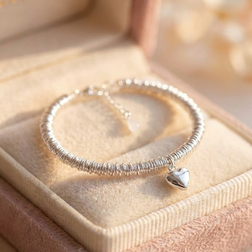 Elegant Silver Heart Bracelet