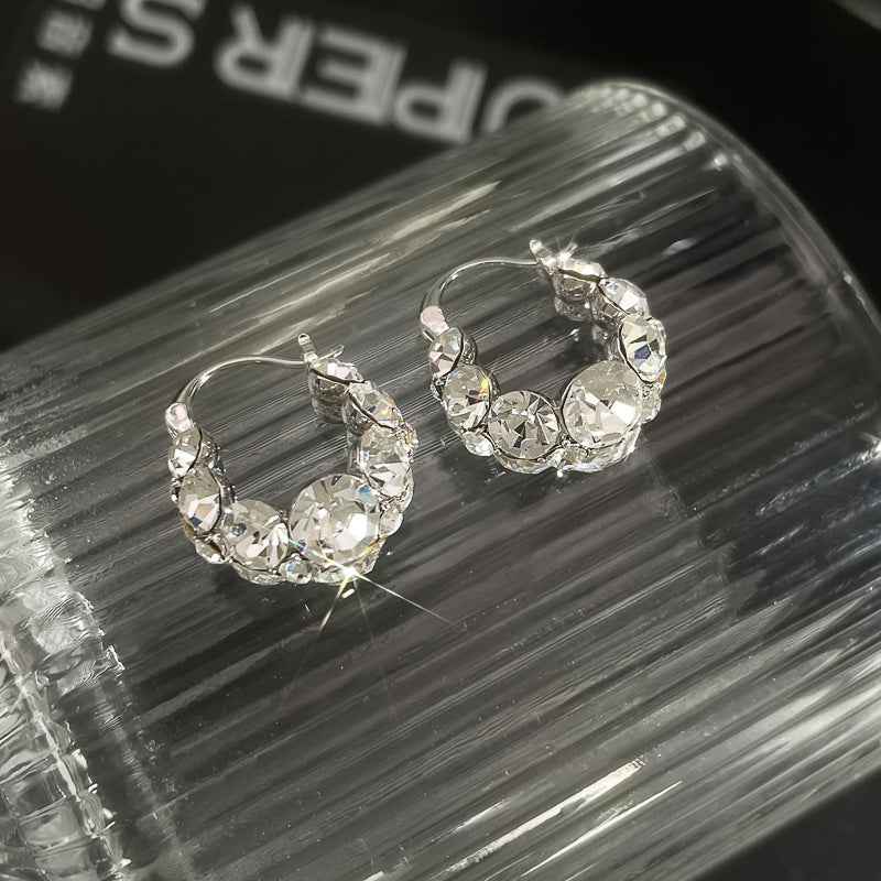 Elegant Sparkling Double Heart Dangle