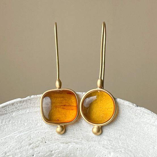 Vintage Orange Glass Gold
