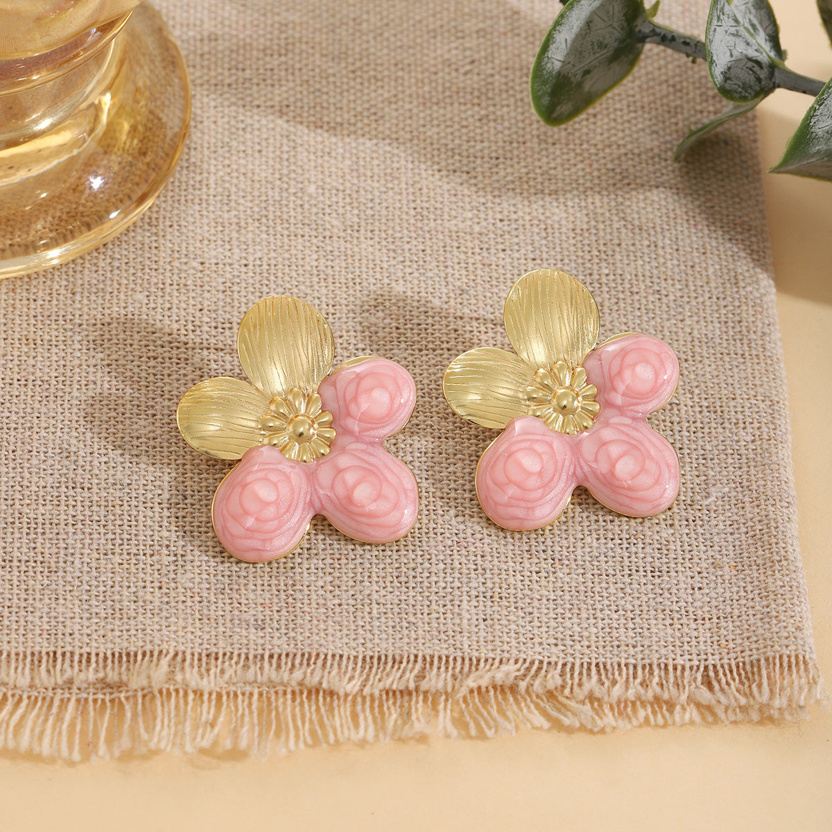 Romantic Pink Rose Earrings