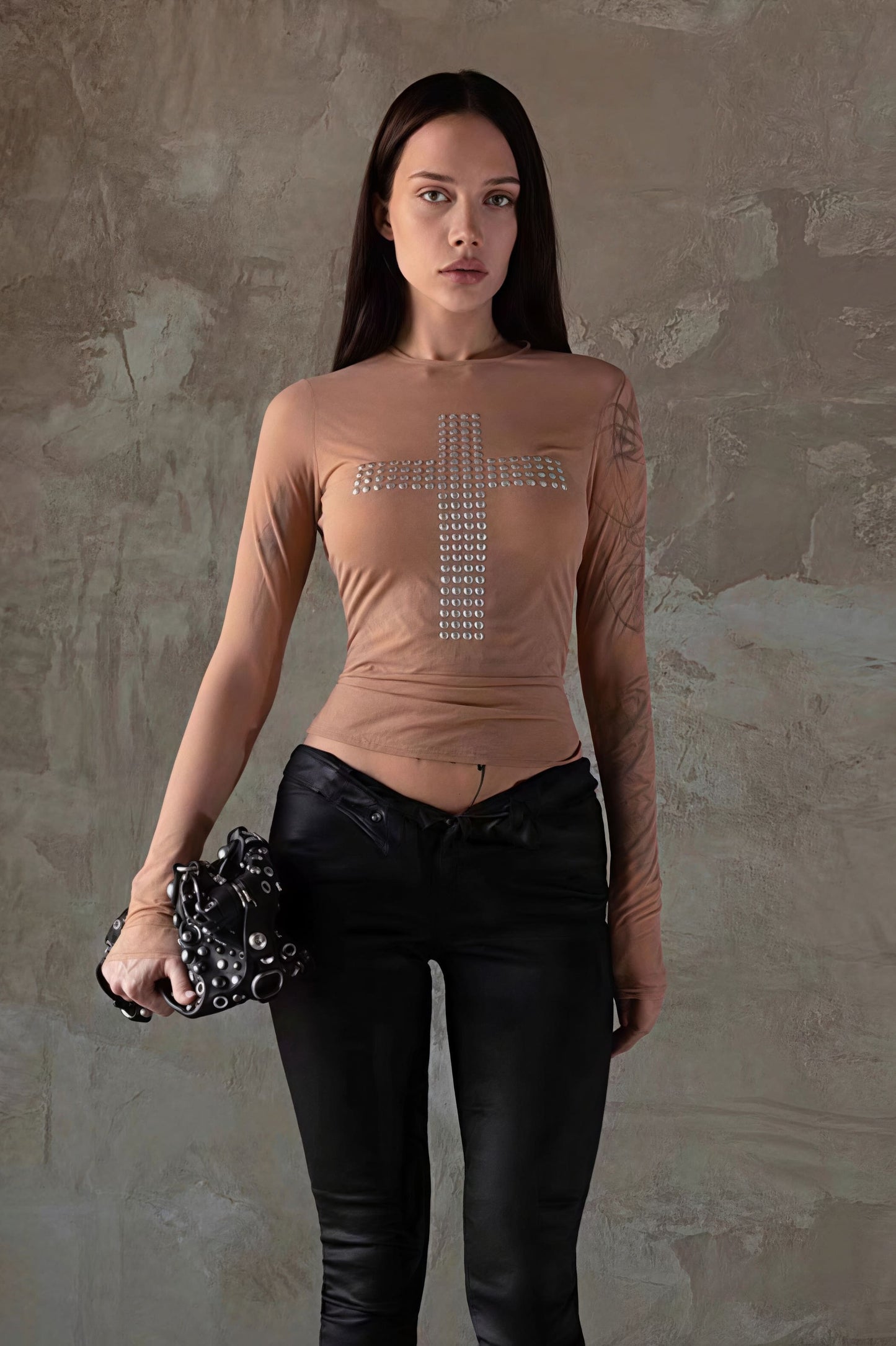Print Slim Crew Neck Blouse