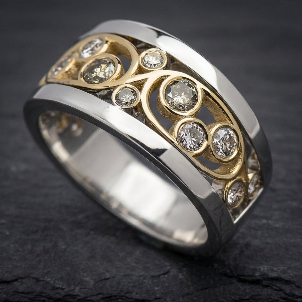 Vintage Gold & Silver Ivy Zirconia Ring