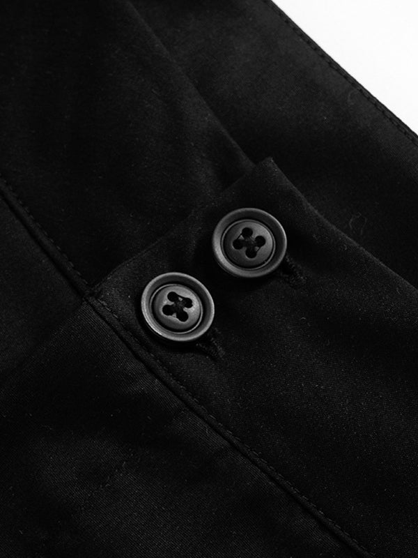 Black High Rise Straight Leg Flare Pants