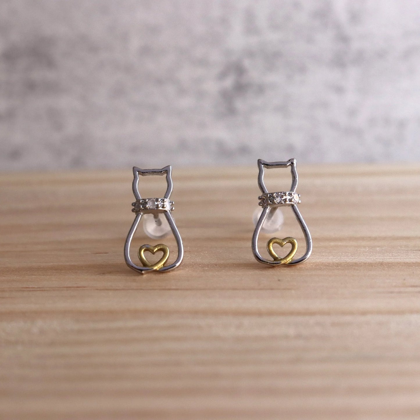 Cute Cat Heart Earrings