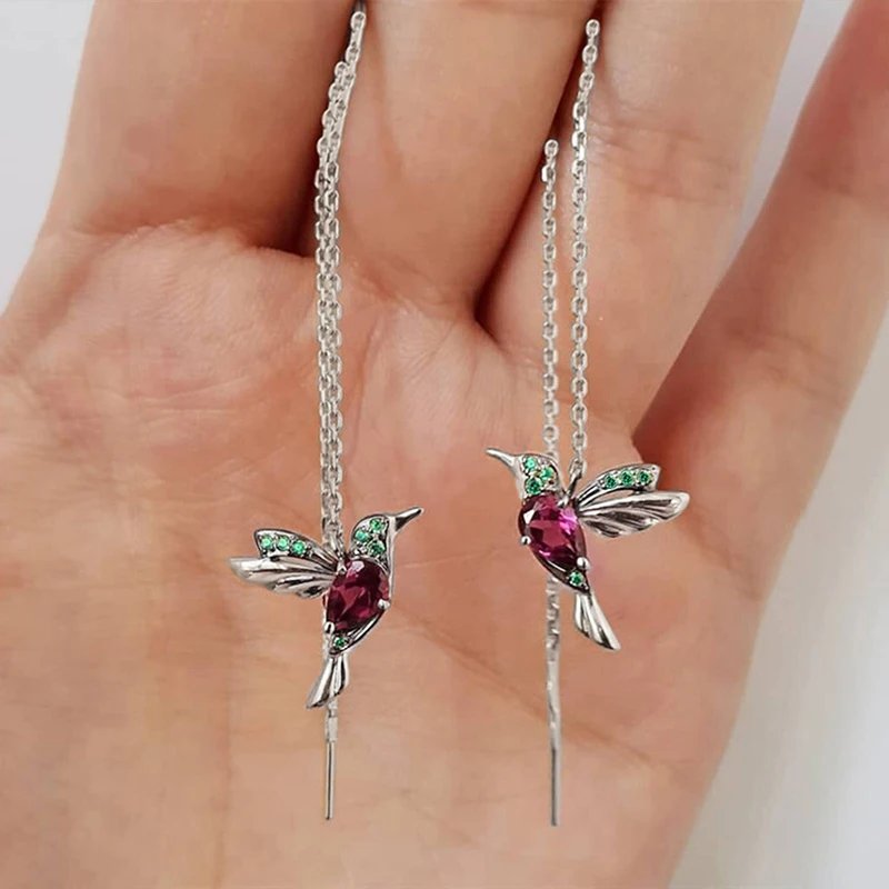 Elegant Hummingbird Drop Earrings