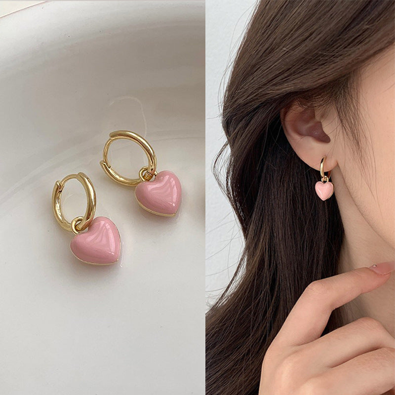 Romantic Pink Heart Earrings