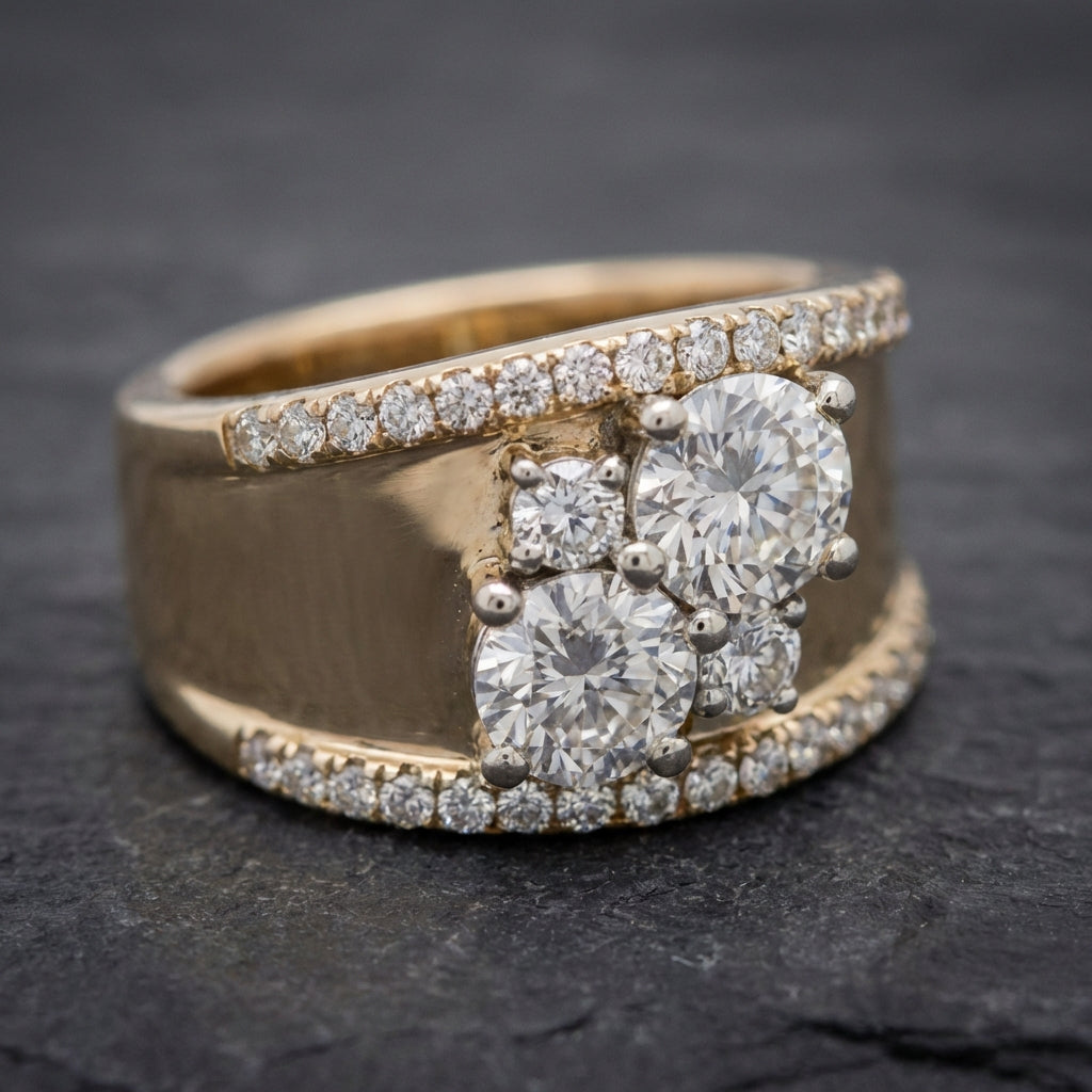 Vintage Golden Bright Zirconia Ring