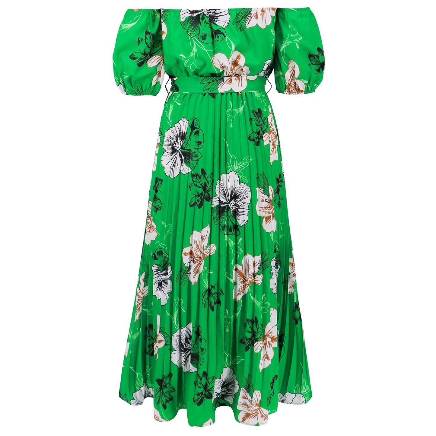 Rosalie Off the Shoulder Plisse Maxi Dress - Green