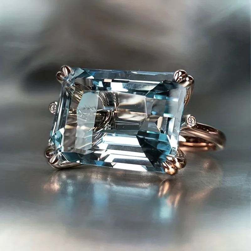 Inlaid Blue Crystal Ring