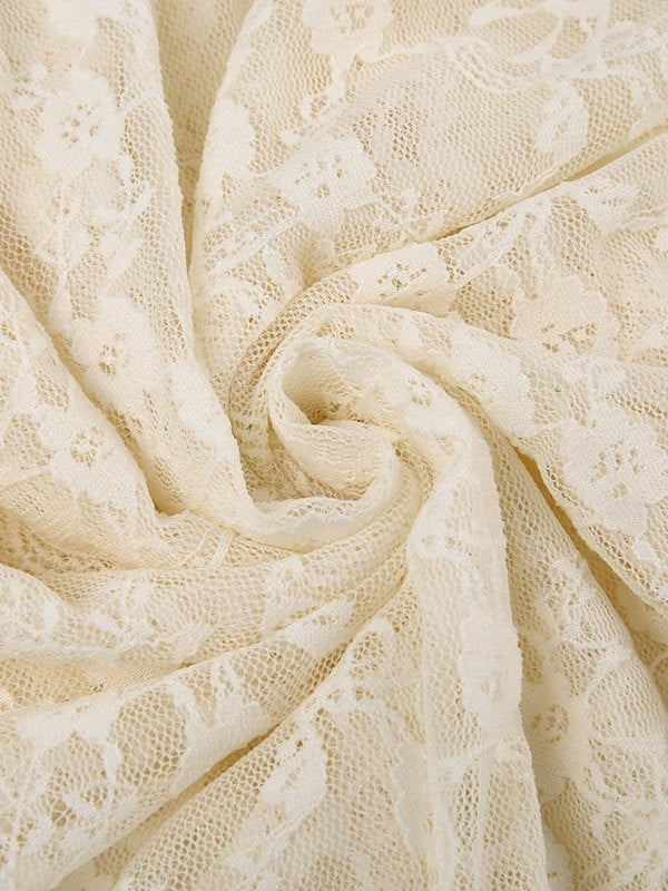 Apricot Y2k Irregular Lace Ruffle Skirt