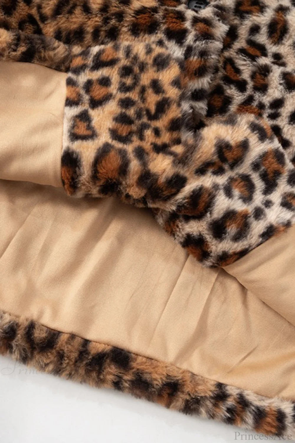 Leopard Print Faux Fur Collar Coat