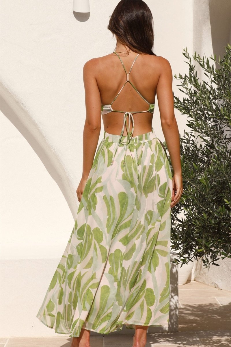 Olivia Printed Cut-out Midi Dress