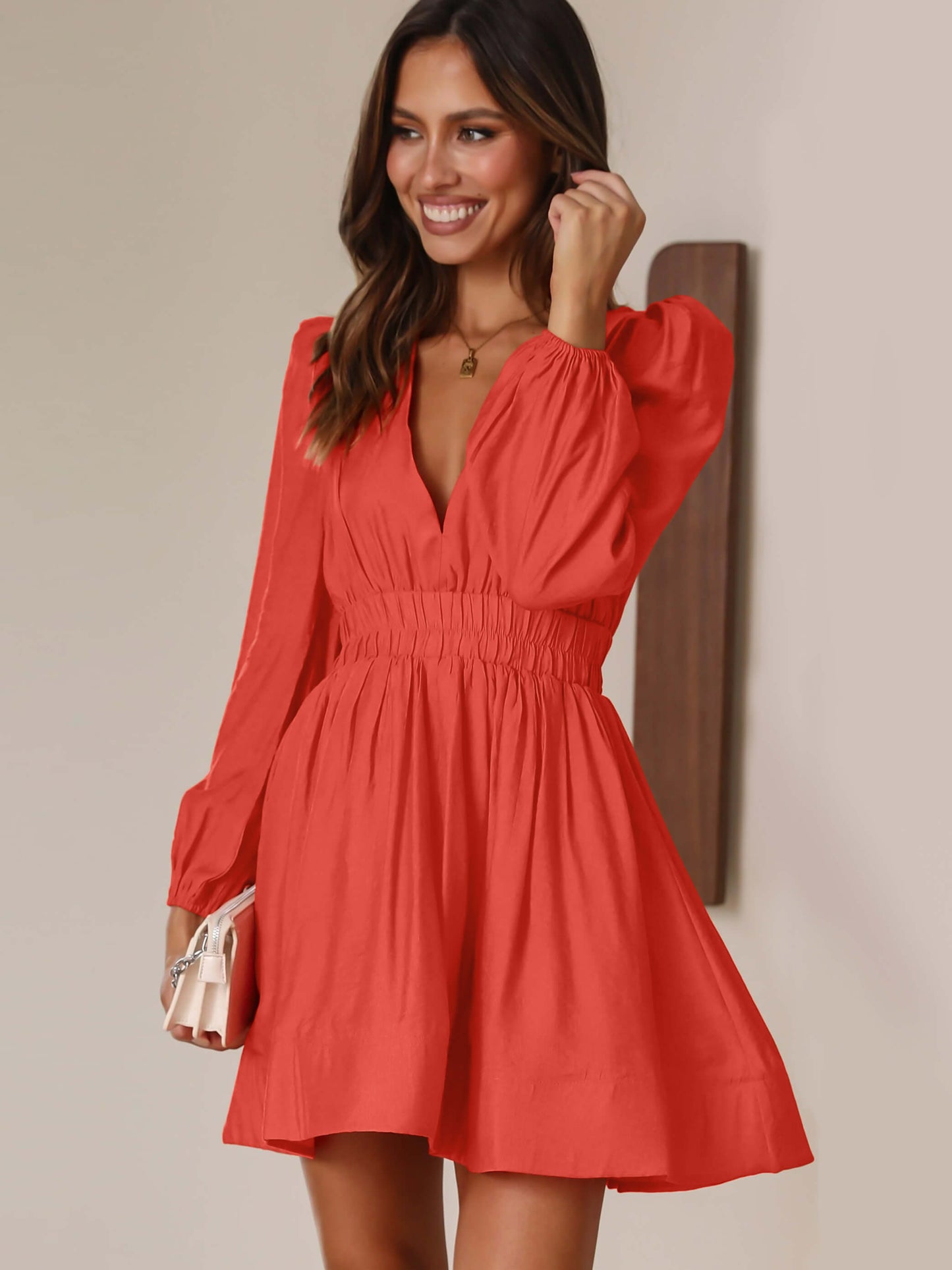 Spin in Party Mini Dress - Coral