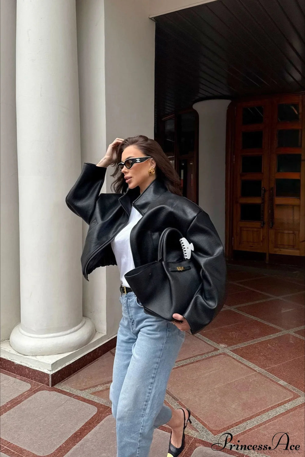 Black Pu Leather Jacket Coat