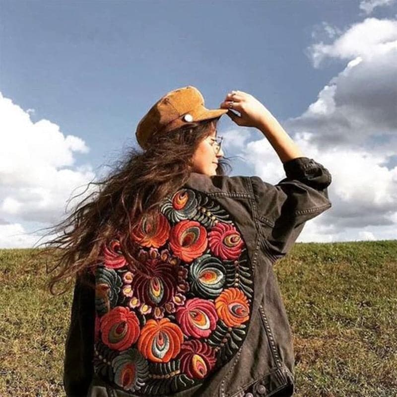 Embroidery Denim Coats