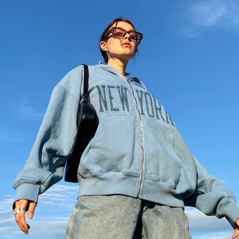 Embroid Zip Up Hoodies